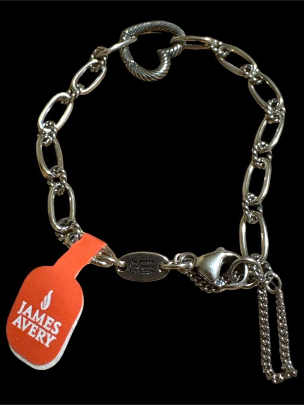 James Avery Changeable Heart Charm Bracelet Sterling Silver M NWT